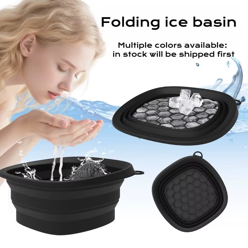 Collapsible Silicone Face Ice Bath Tray Cold Therapy for Facial Puffiness Portable Cryo Skin Tool Travel Beauty Bowl Facial Tool