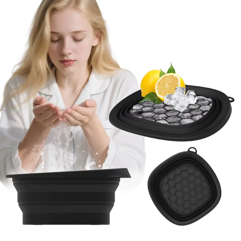 Collapsible Silicone Face Ice Bath Tray Cold Therapy for Facial Puffiness Portable Cryo Skin Tool Travel Beauty Bowl Facial Tool